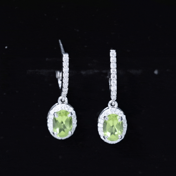 2 Carat Claw Set Peridot and Moissanite Drop Hoop Earrings