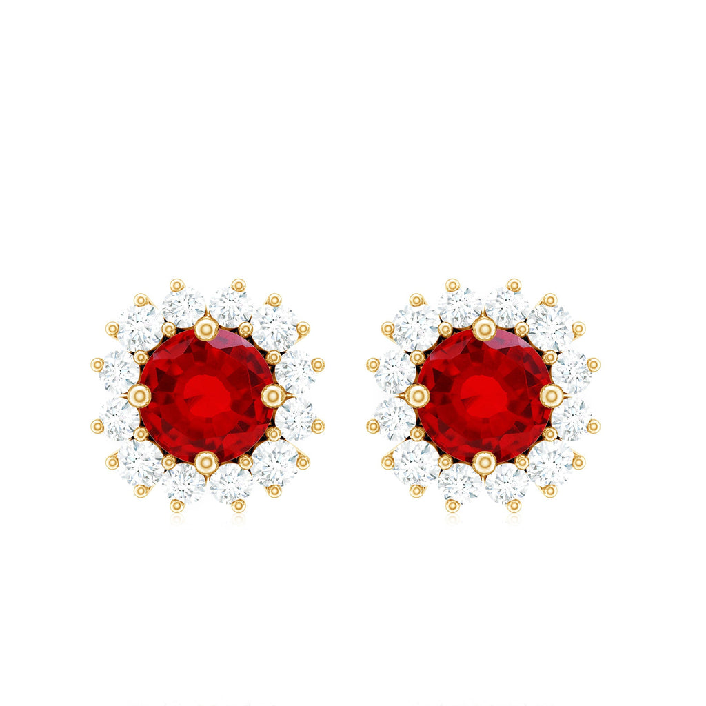 Lab Created Ruby and Diamond Everyday Stud Earrings for Women