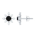 Certified Real Black Onyx Diamond Snowflake Earrings for Christmas