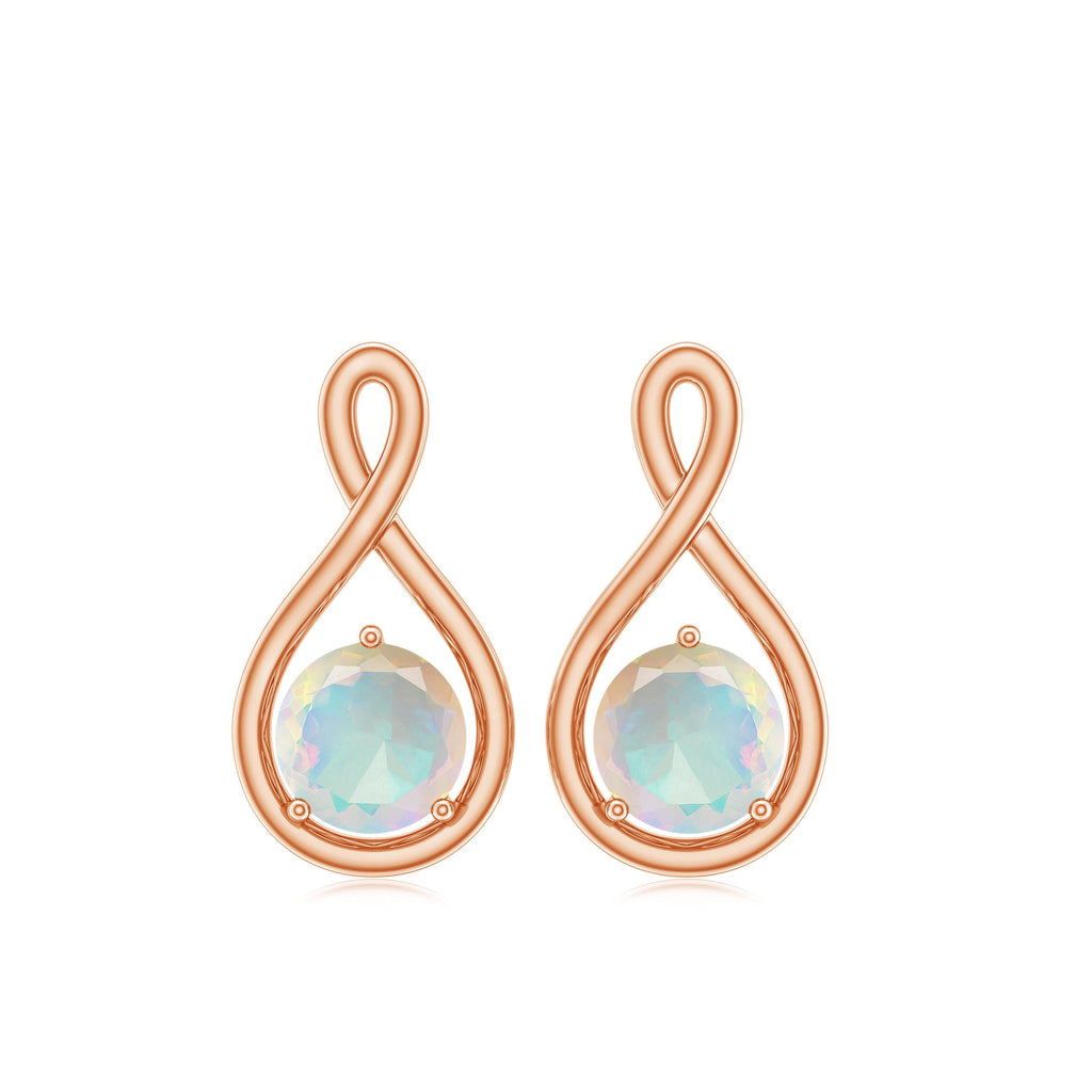 Genuine Ethiopian Opal Infinity Stud Earrings with Certificate