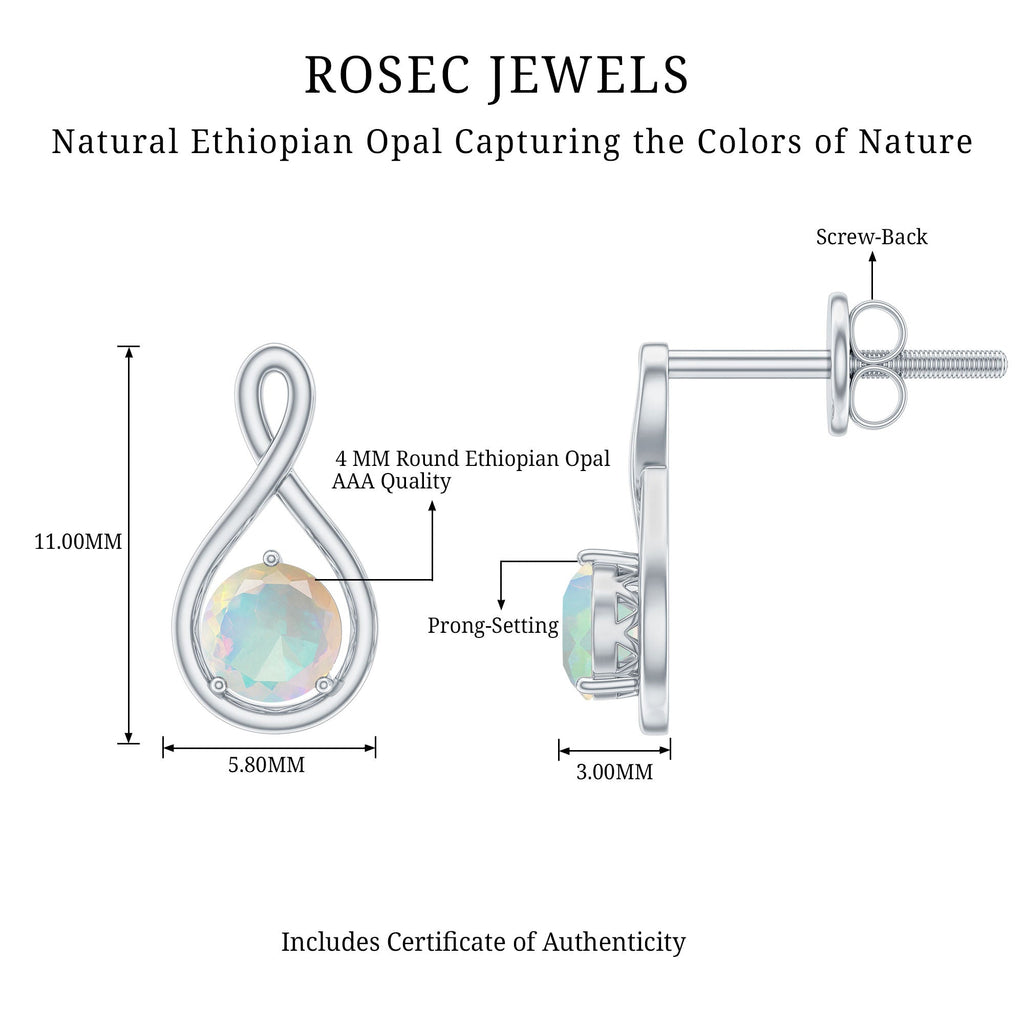 Genuine Ethiopian Opal Infinity Stud Earrings with Certificate