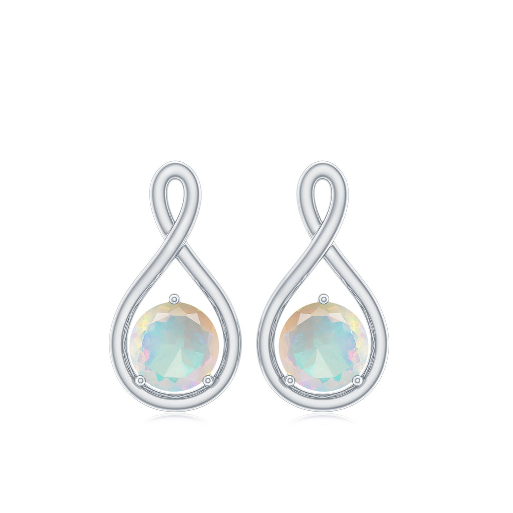 Genuine Ethiopian Opal Infinity Stud Earrings with Certificate