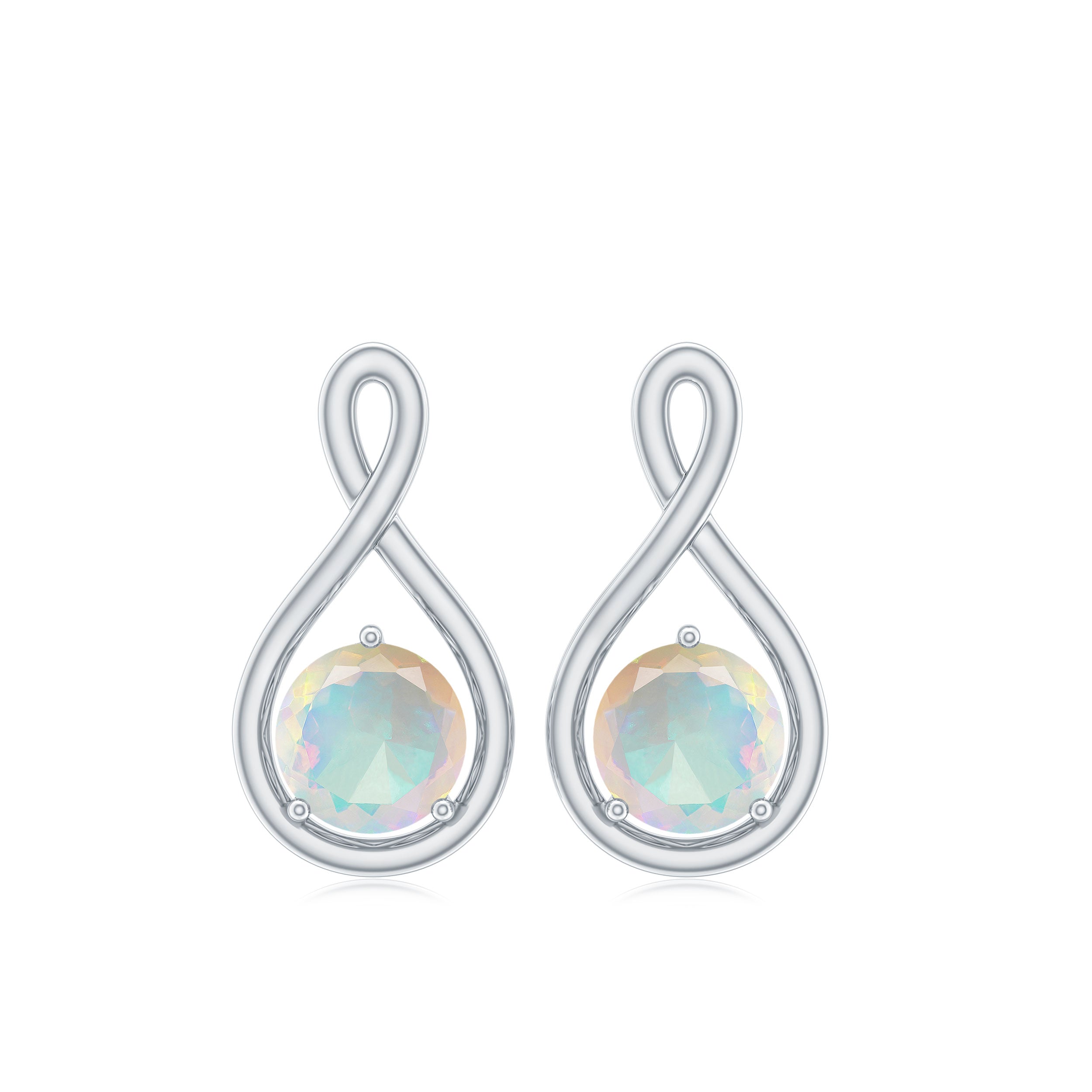 Genuine Ethiopian Opal Infinity Stud Earrings with Certificate