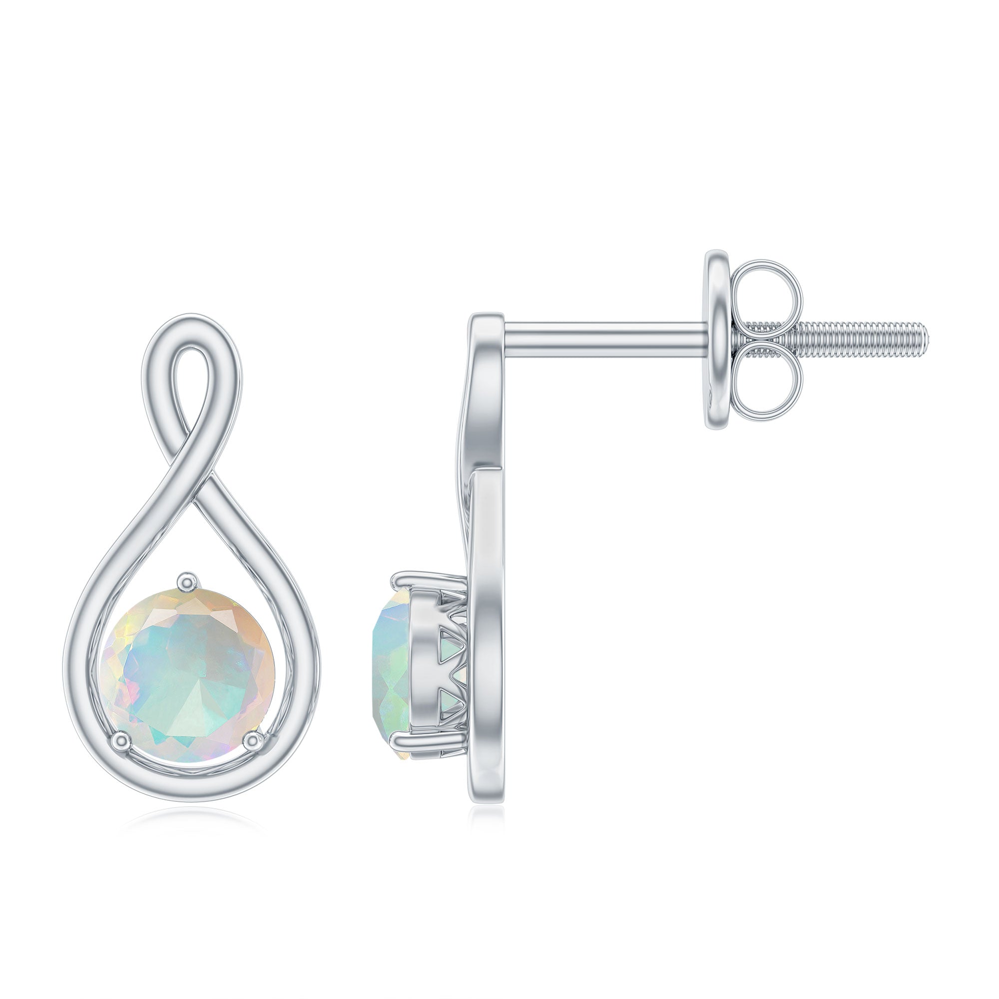 Genuine Ethiopian Opal Infinity Stud Earrings with Certificate