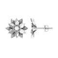 Round Cut Natural Diamond Flower Stud Earrings