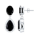 4.75 CT Lab Created Black Diamond Classic Teardrop Earrings with Diamond Halo