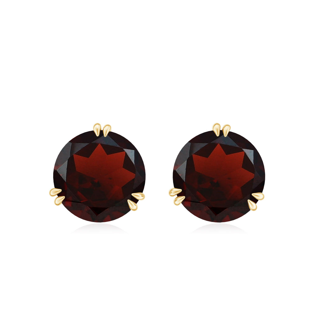 8 MM Garnet Solitaire Stud Earrings in Double Prong Setting