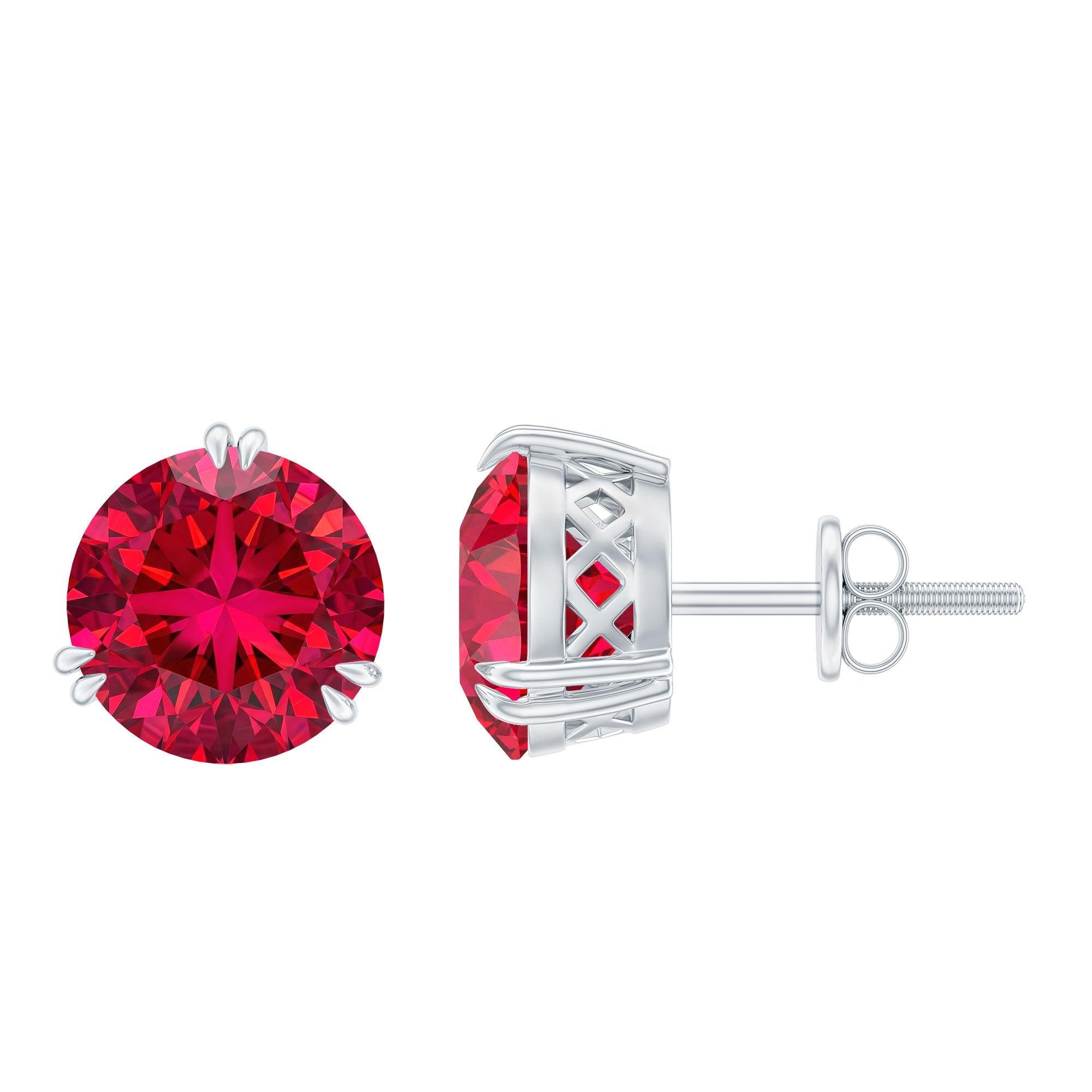 4.7 Carat Lab Grown Ruby Stud Earrings For Women
