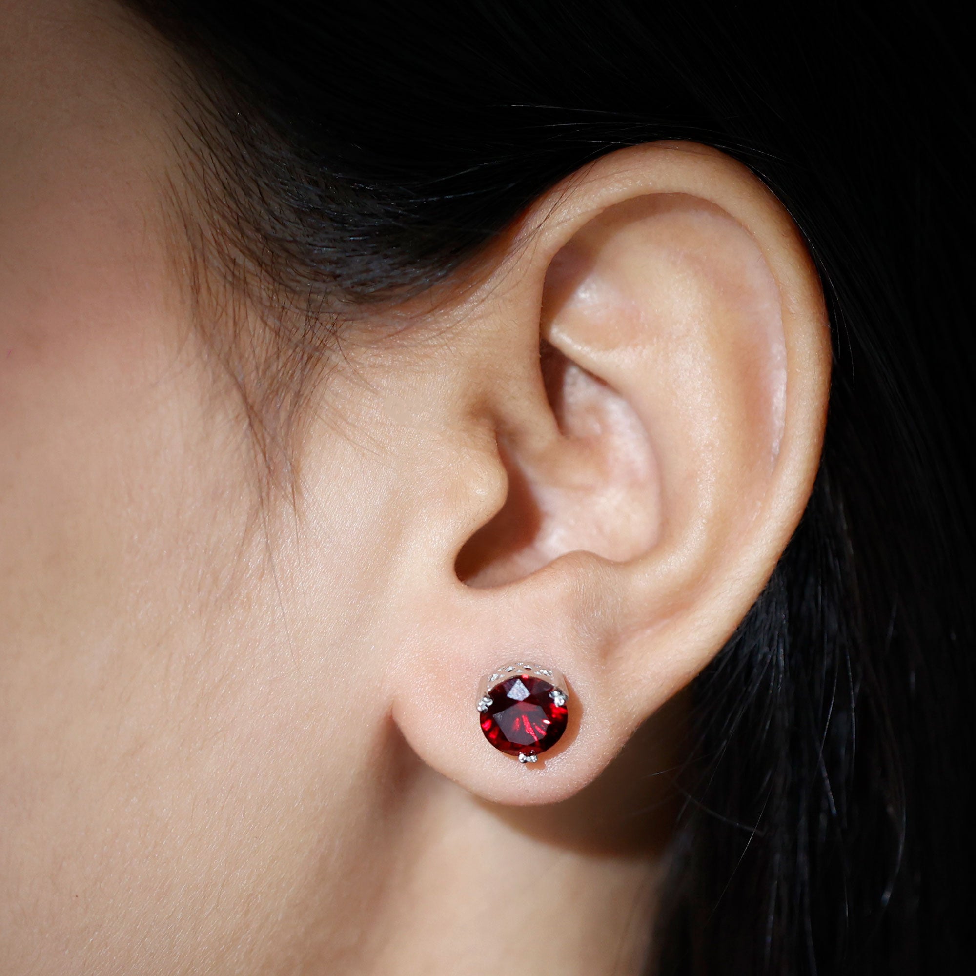4.7 Carat Lab Grown Ruby Stud Earrings For Women