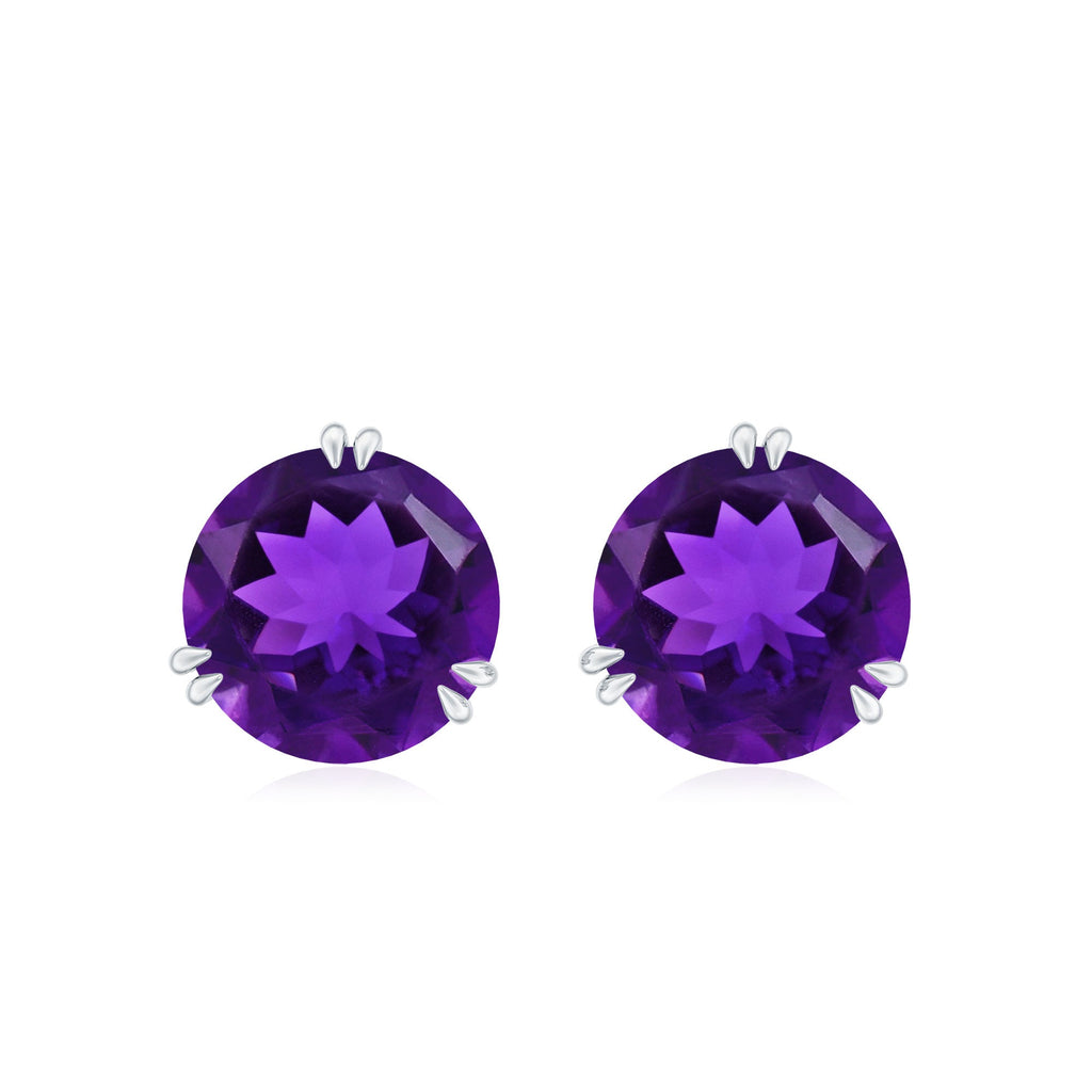 Natural 7mm Solitaire Amethyst Stud Earrings with Certificate