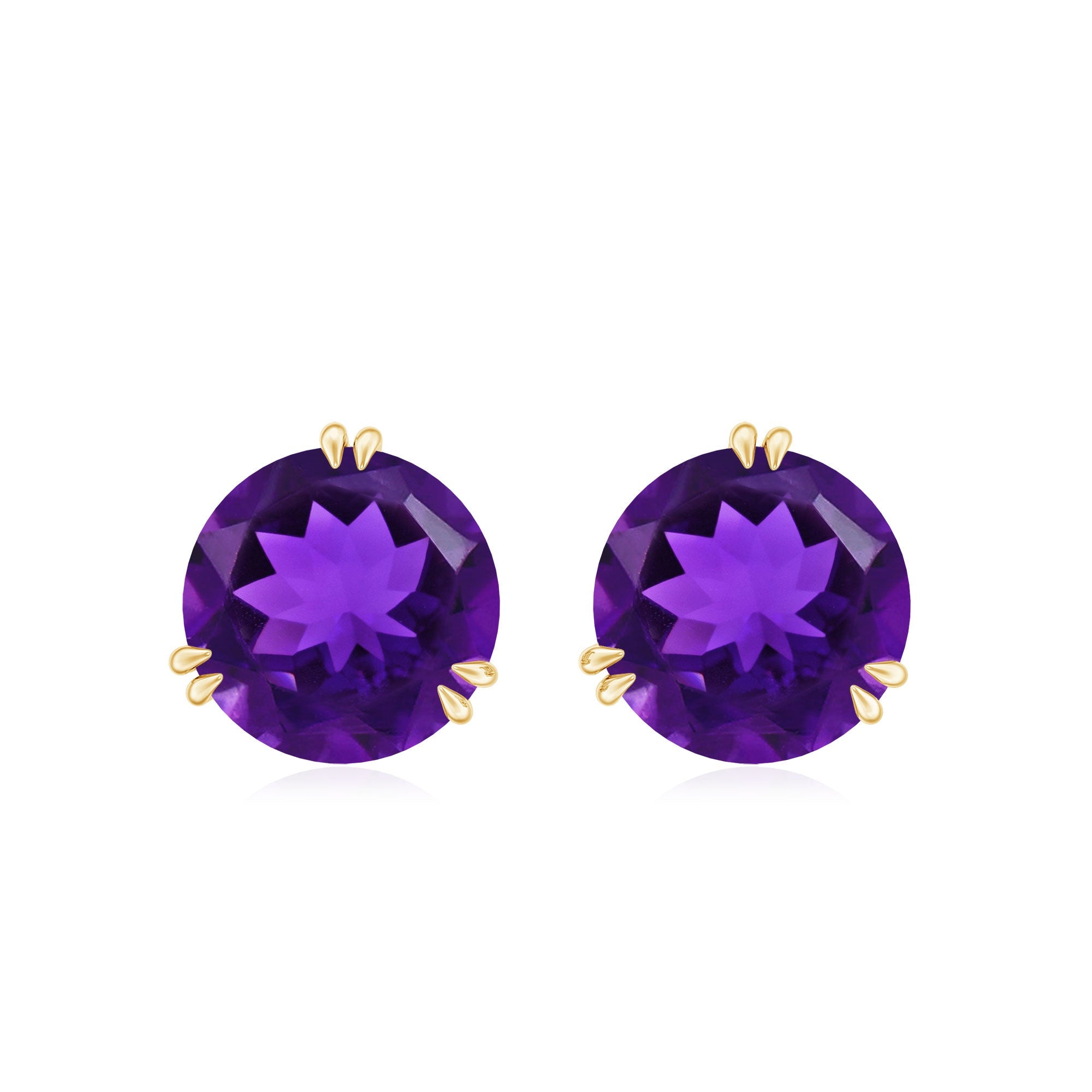 Natural 7mm Solitaire Amethyst Stud Earrings with Certificate