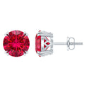 Lab Created Ruby Stud Earring in Double Claw Prong Setting
