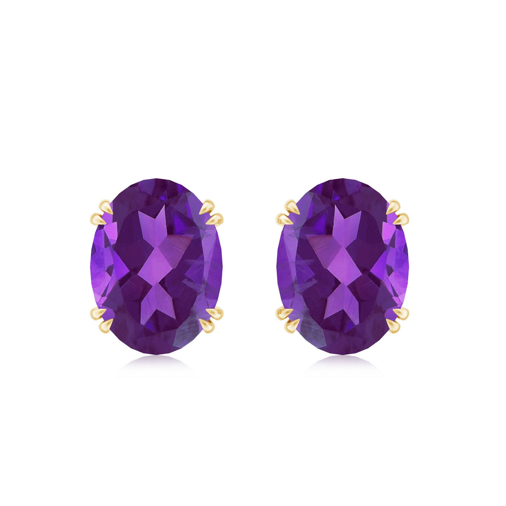 2 Carat Oval Cut Amethyst Solitaire Stud Earrings