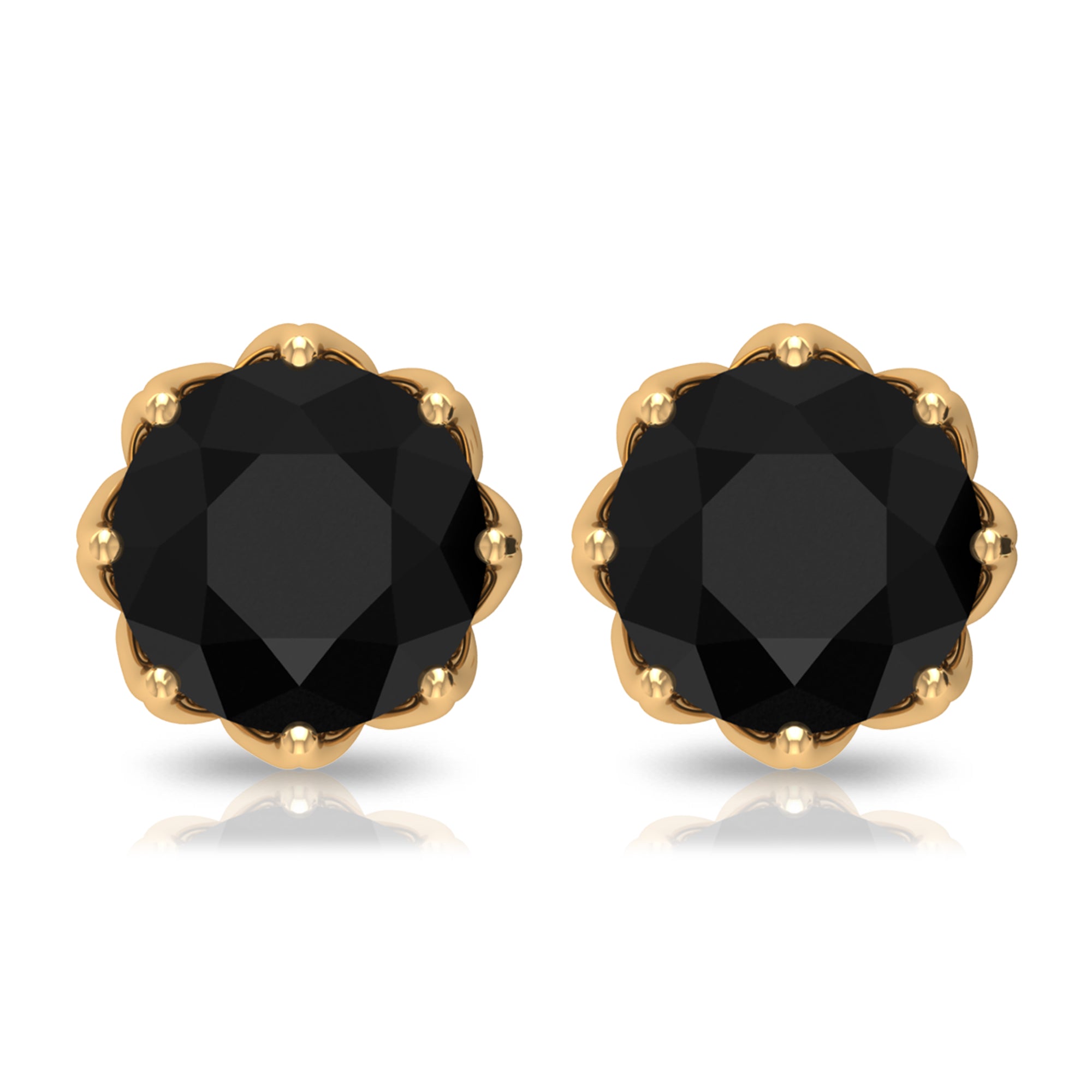 Solitaire 6MM Lab Created Black Diamond Stud Earrings in Decorative Setting