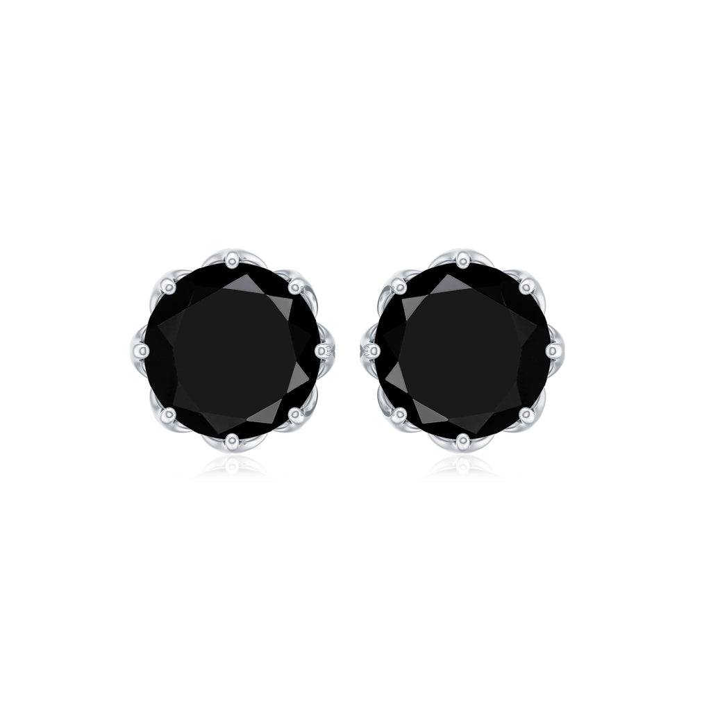 Genuine 7mm Black Spinel Stud Earrings with Screw Back