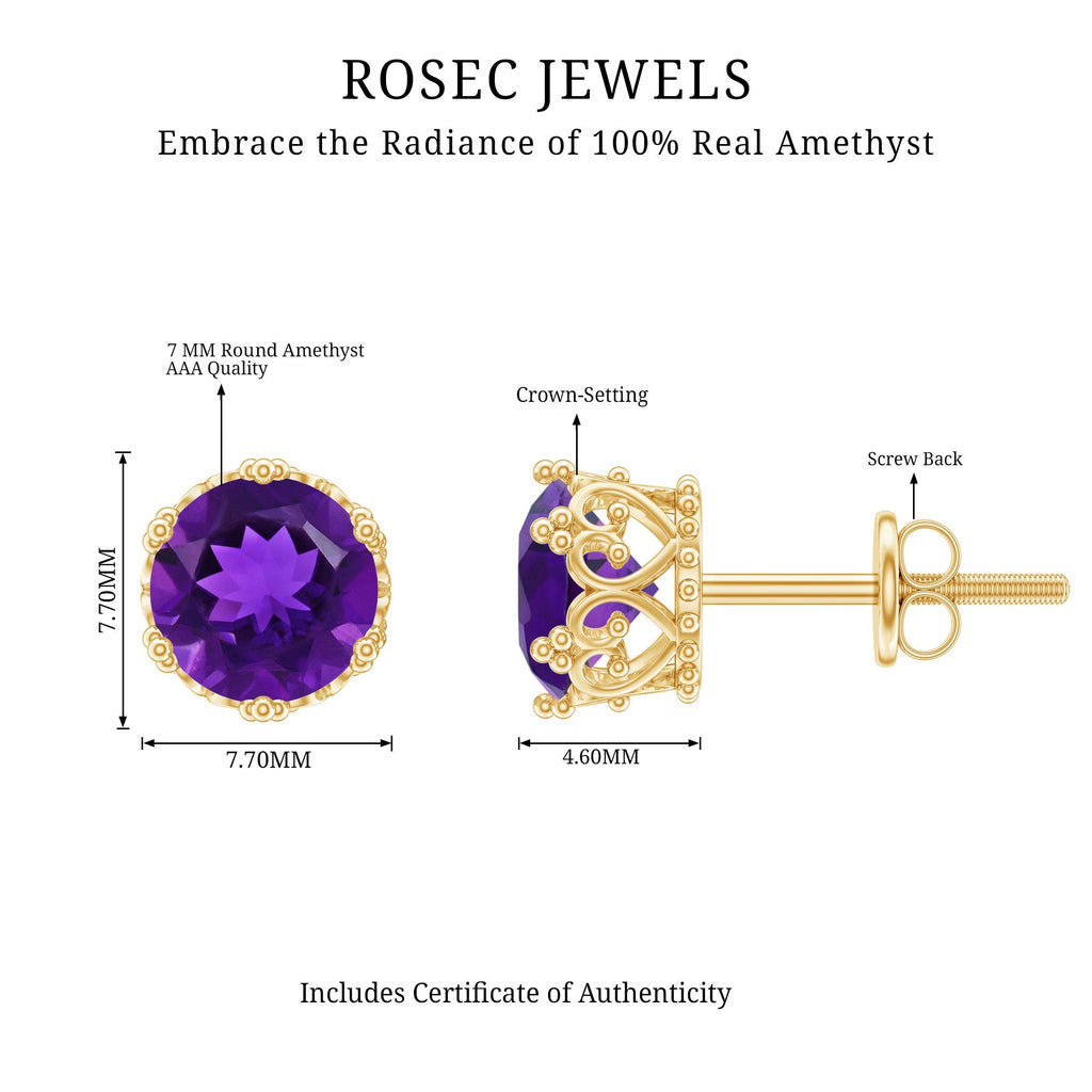 Genuine Amethyst Stud Earrings with Certificate