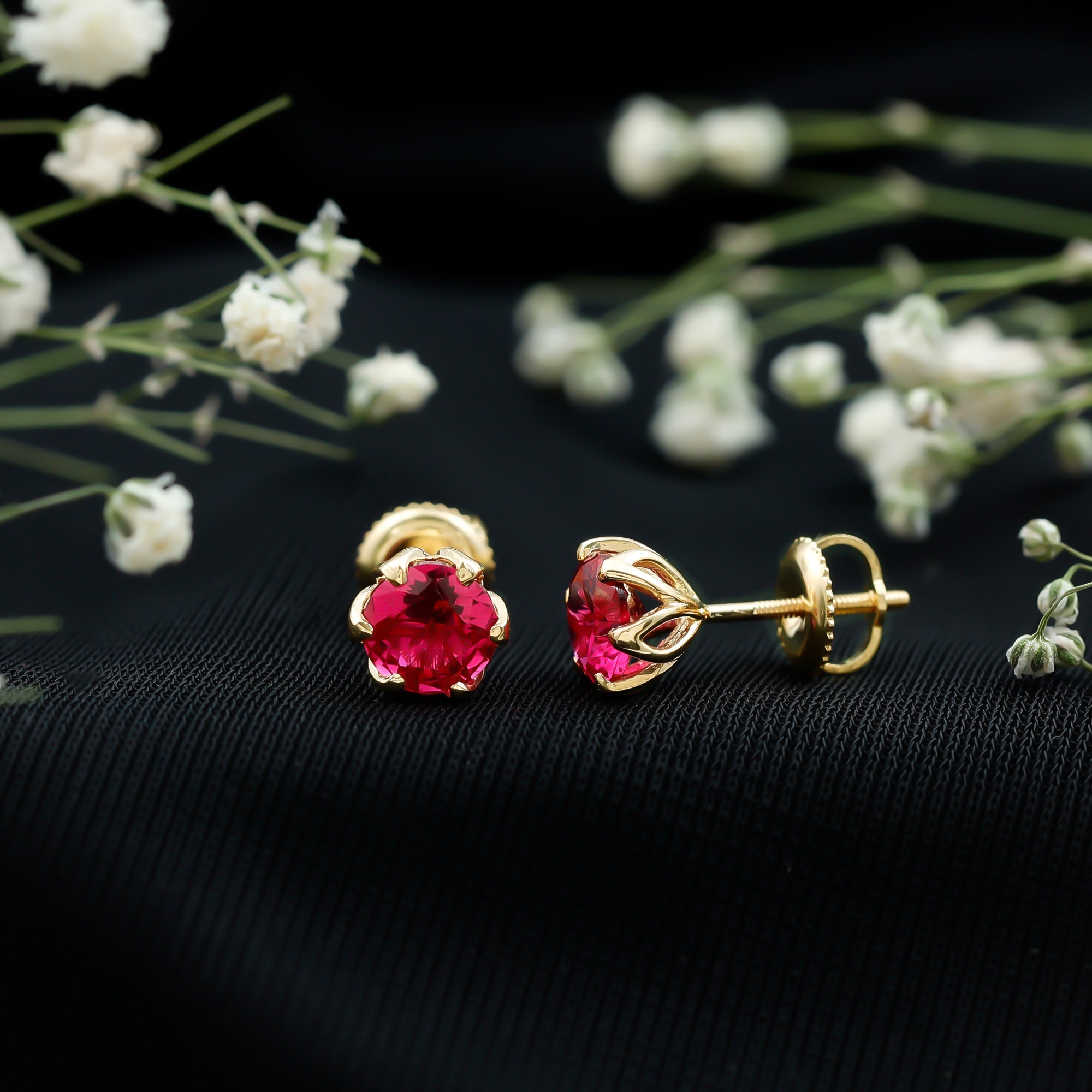 2.7 Carat Round Cut Lab Created Ruby Stud Earrings for Women