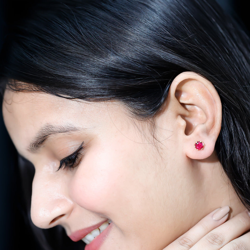 2.7 Carat Round Cut Lab Created Ruby Stud Earrings for Women