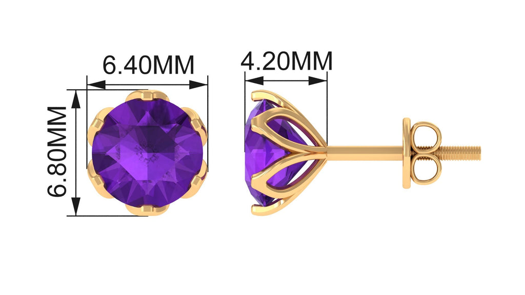 1.50 CT Martini Set Amethyst Solitaire Stud Earrings For Women