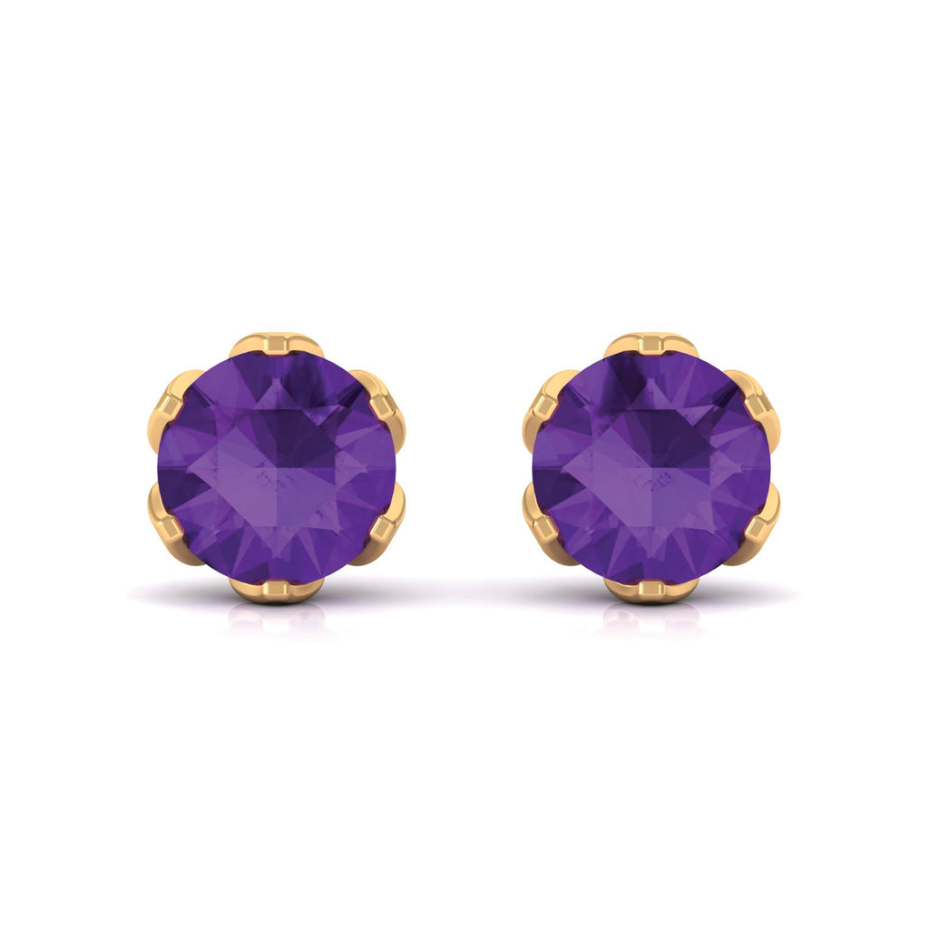 1.50 CT Martini Set Amethyst Solitaire Stud Earrings For Women