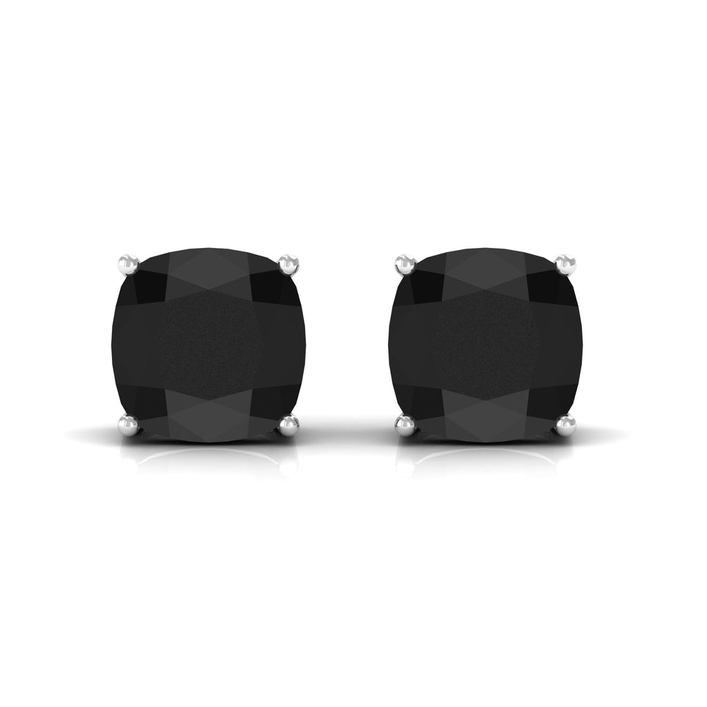 Natural 8mm Cushion Cut Black Onyx Earrings with Screw Back