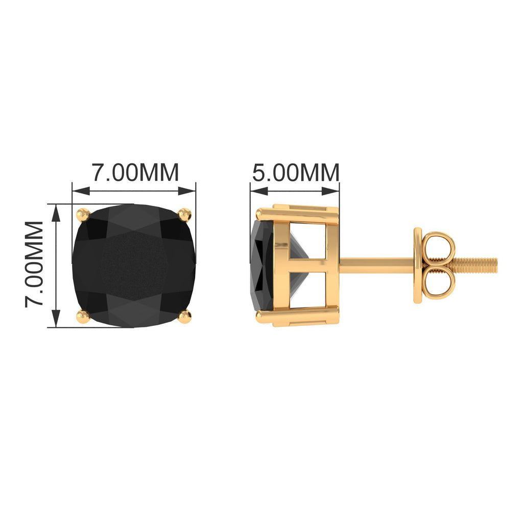 Natural 8mm Cushion Cut Black Onyx Earrings with Screw Back