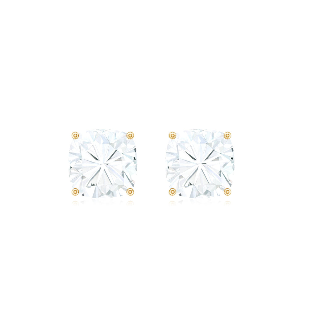 Certified 6 Carat Cushion Cut Moissanite Stud Earrings