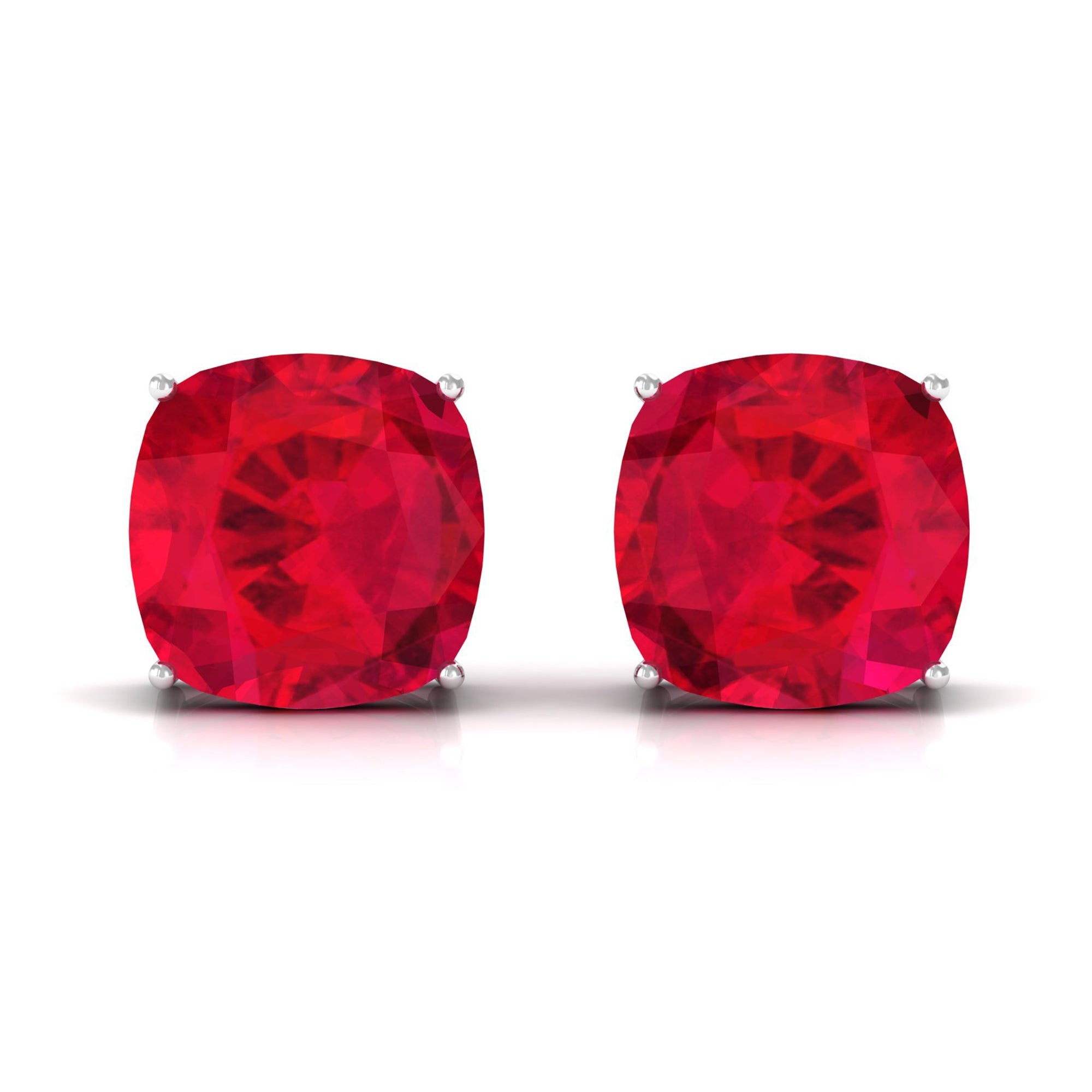 7.5 CT Created Ruby Solitaire Stud Earring in 4 Prong Setting