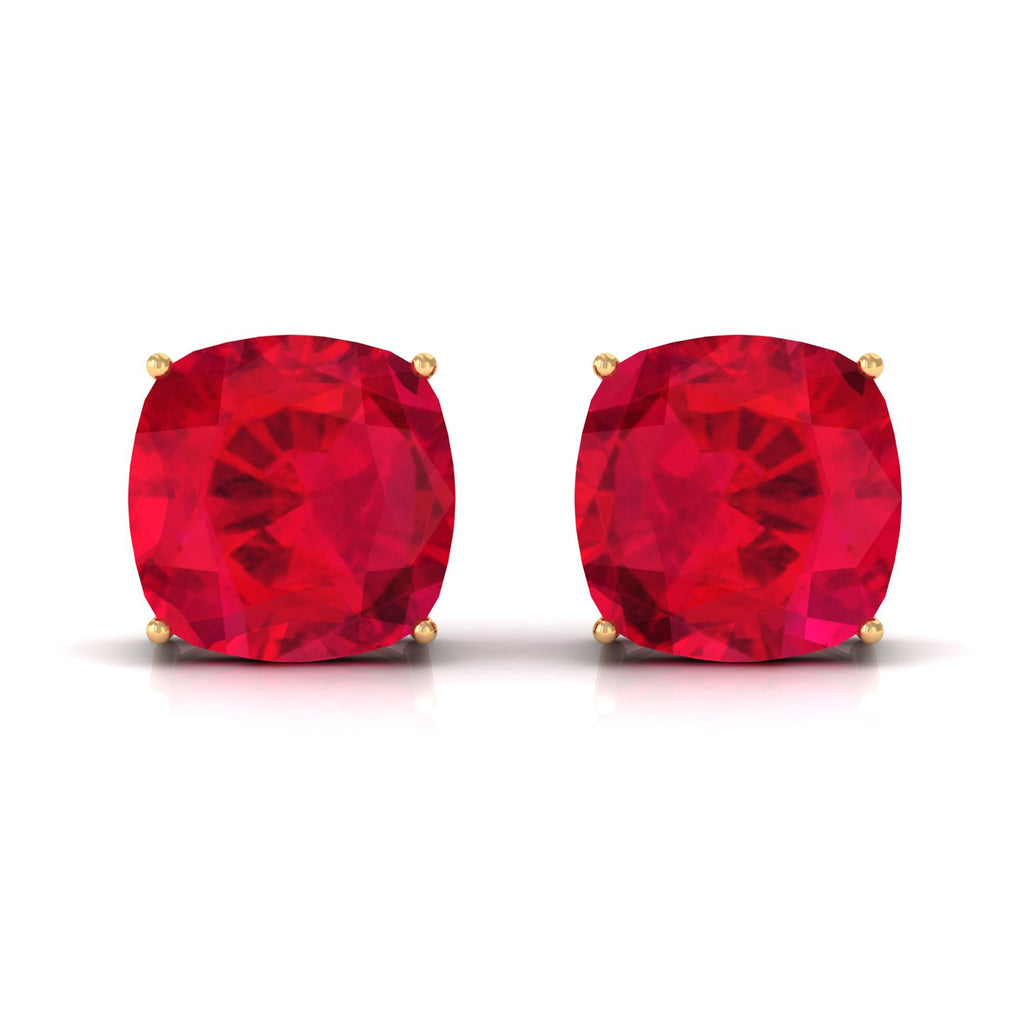 7.5 CT Created Ruby Solitaire Stud Earring in 4 Prong Setting