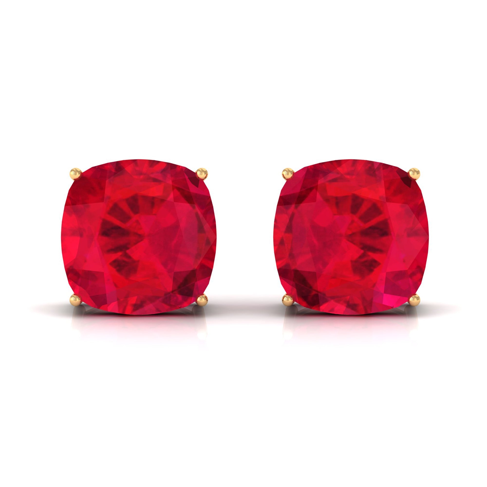 7.5 CT Created Ruby Solitaire Stud Earring in 4 Prong Setting