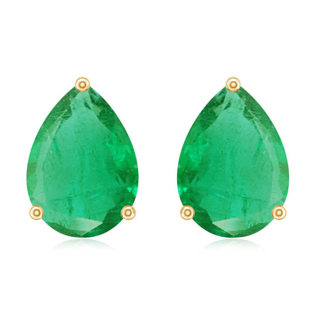 1.3 Carat Pear Cut Emerald Solitaire Stud Earrings
