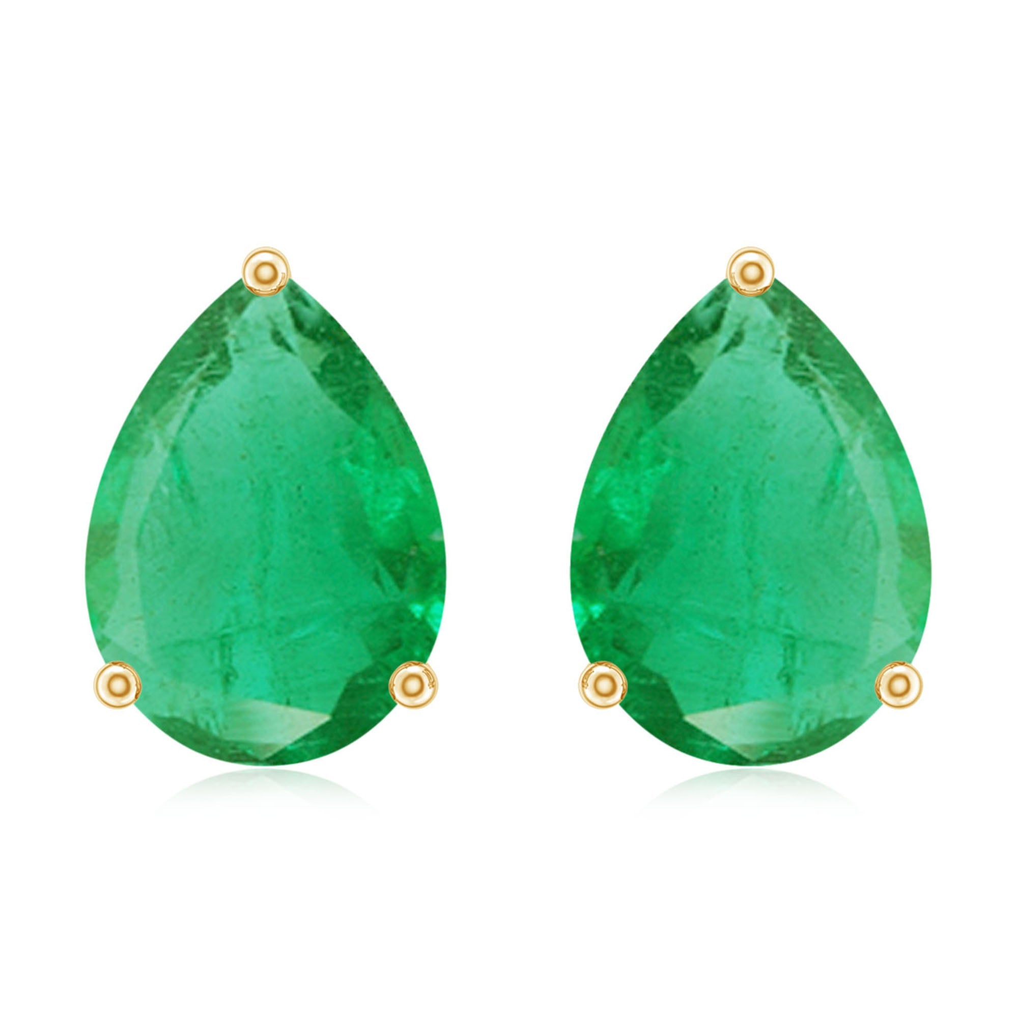 1.3 Carat Pear Cut Emerald Solitaire Stud Earrings