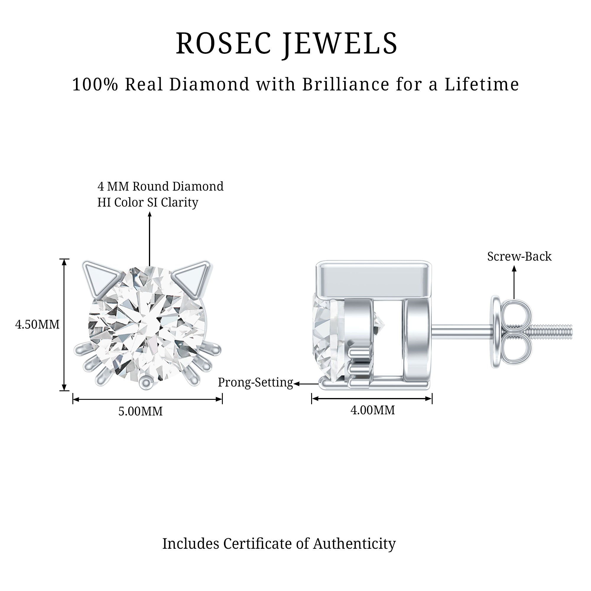 Natural Diamond Cat Stud Earrings