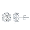 Certified 2 Carat Moissanite Flower Stud Earrings
