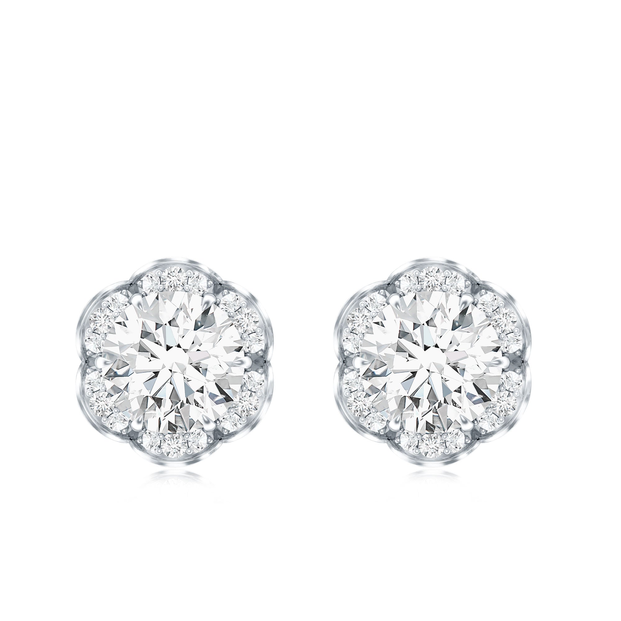 Certified 2 Carat Moissanite Flower Stud Earrings