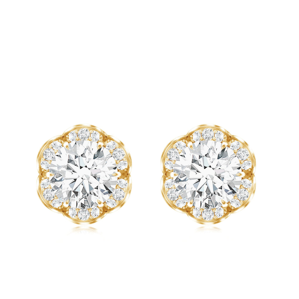 Certified 2 Carat Moissanite Flower Stud Earrings