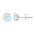 Designer Ethiopian Opal Stud Earrings with Diamond