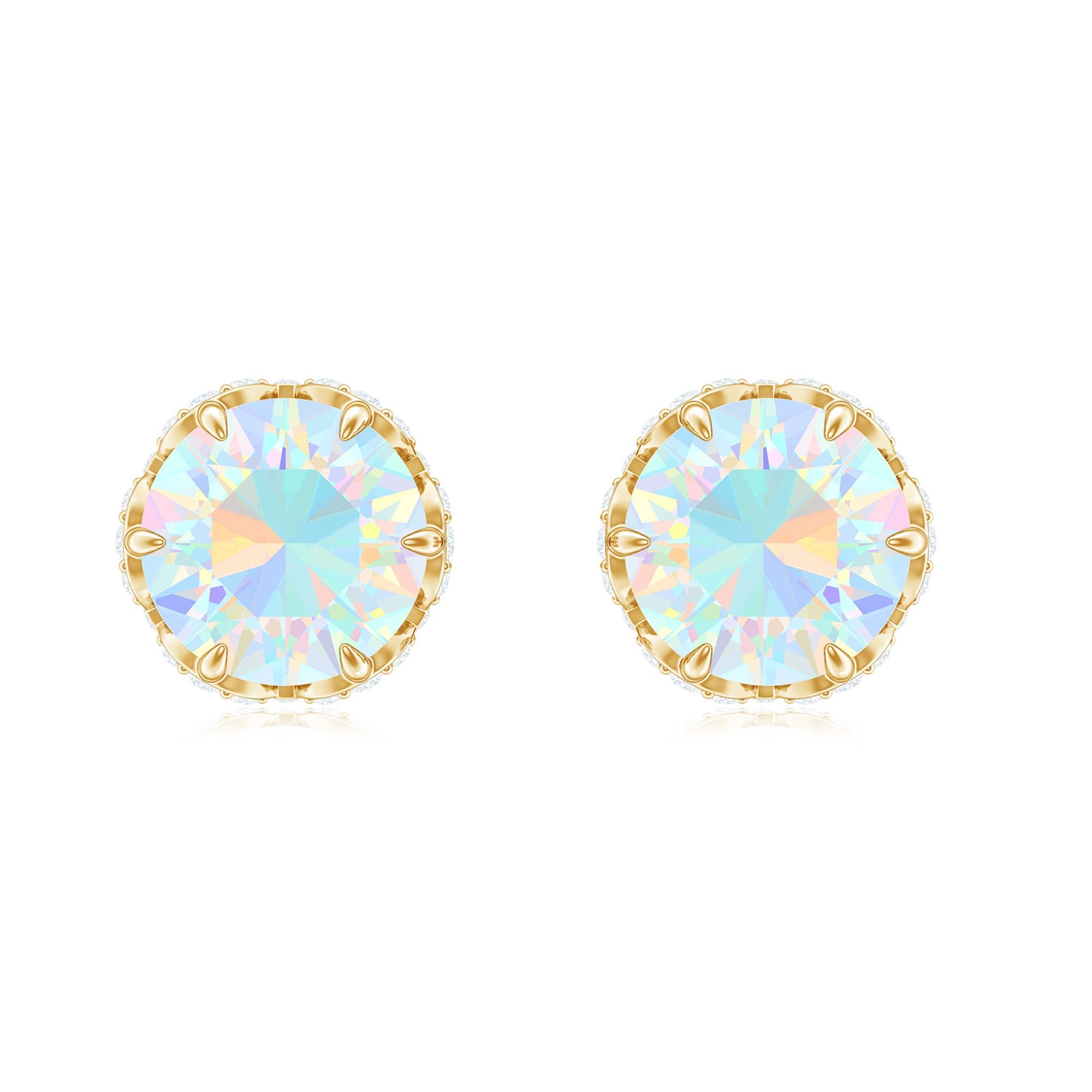 Designer Ethiopian Opal Stud Earrings with Diamond