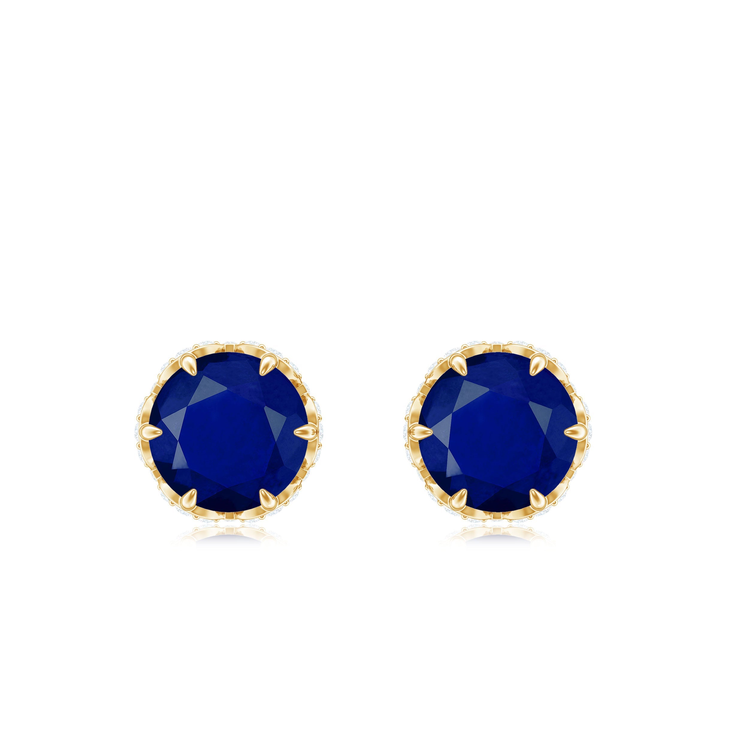 Designer Blue Sapphire Stud Earrings with Diamond