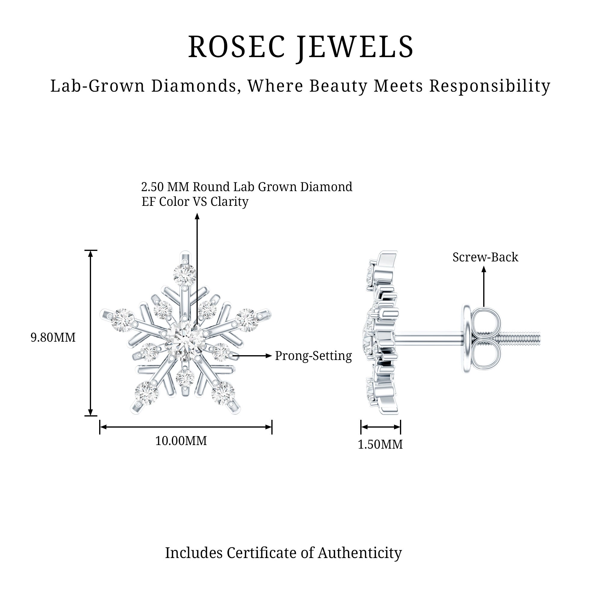 Lab Grown Diamond Icy Snowflake Earrings