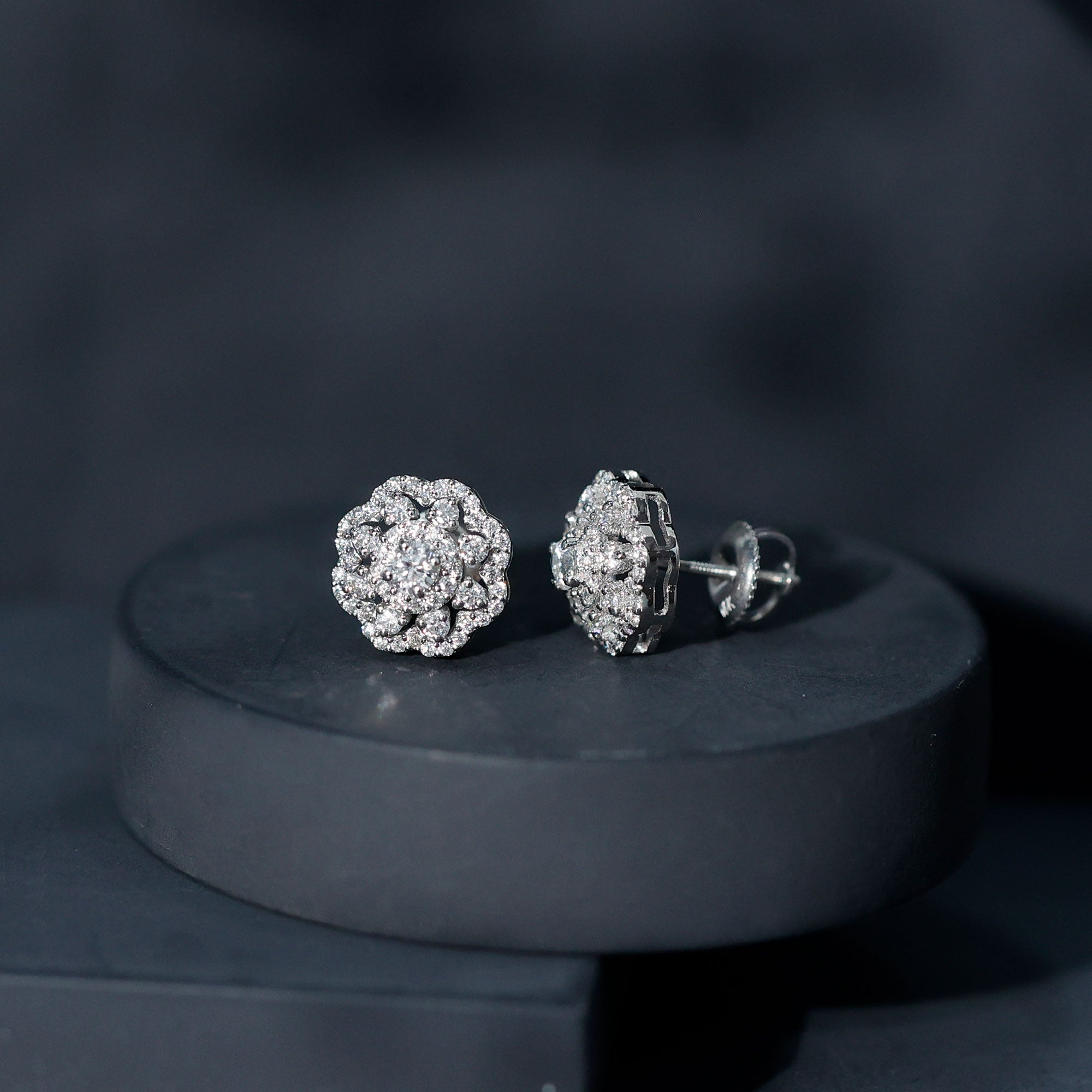 Certified Lab Grown Diamond Flower Bridal Stud Earrings