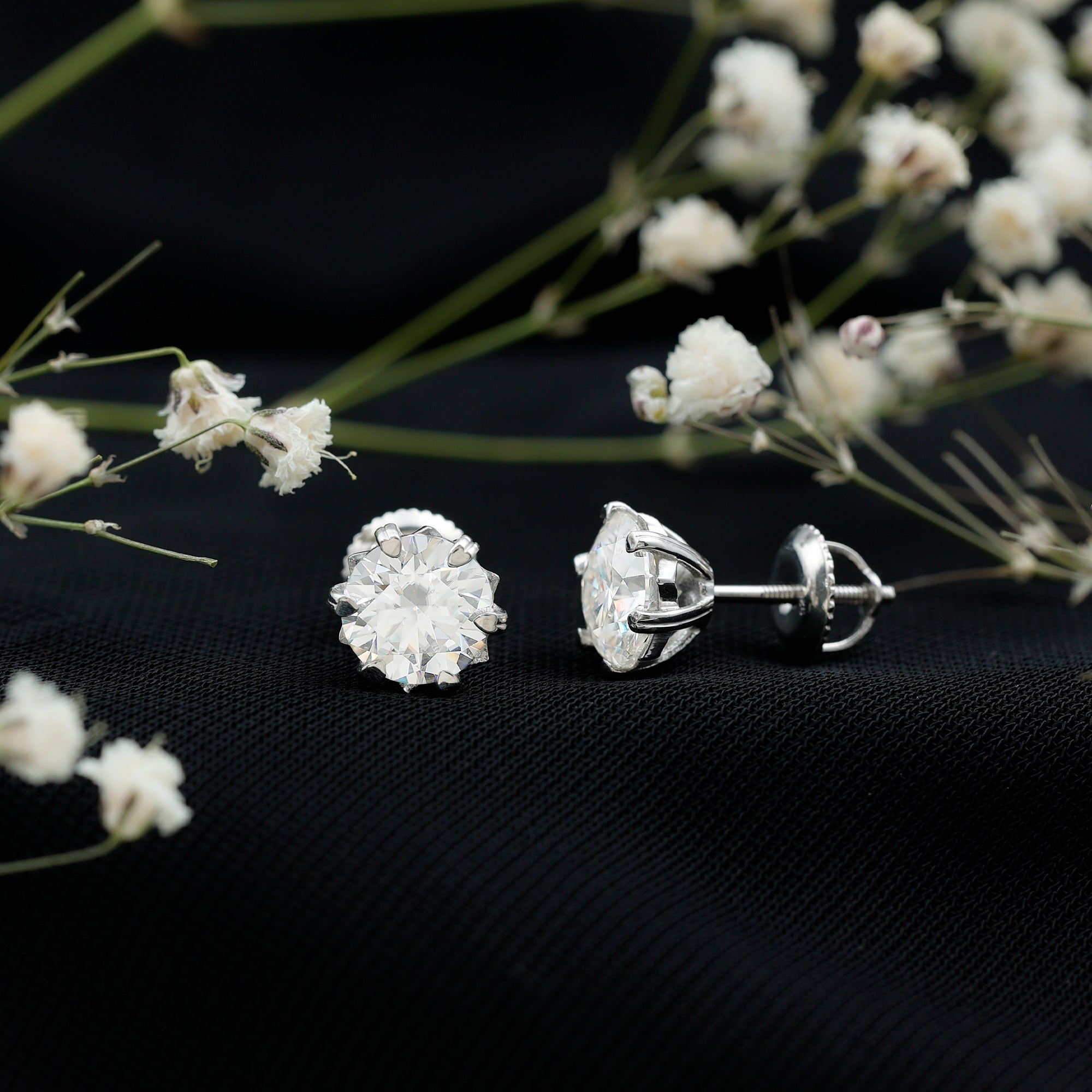 Certified 7 mm Lab Created Diamond 2 Carat Earrings