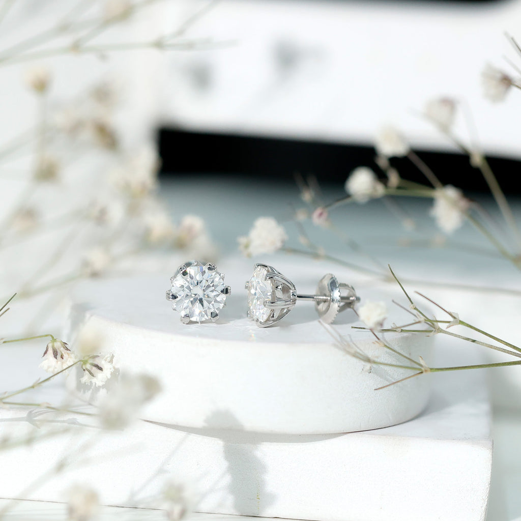 Certified 7 mm Lab Created Diamond 2 Carat Earrings