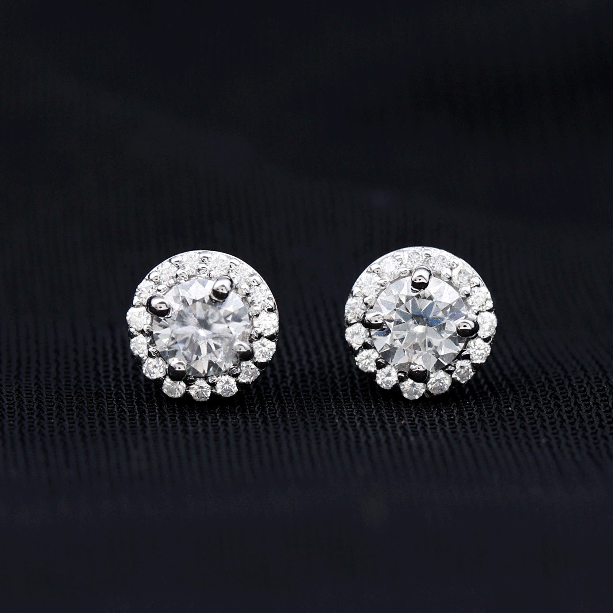0.64 CTW Lab Grown Diamond Halo Stud Earrings (4mm, Screw Back)