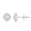 Certified Brilliant Cut Diamond Halo Stud Earrings