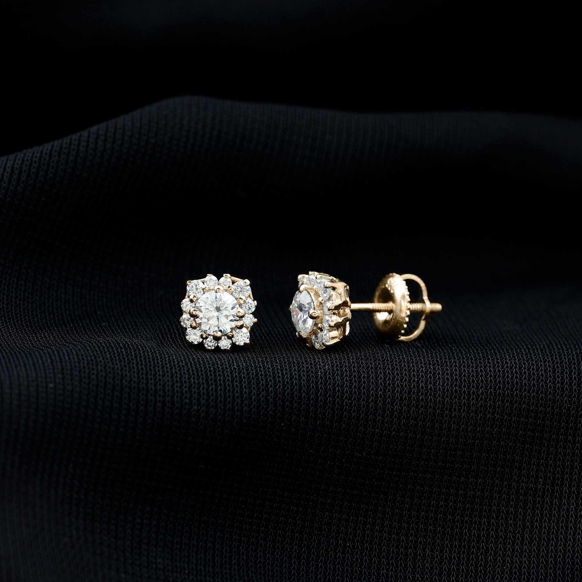 Certified Brilliant Cut Diamond Halo Stud Earrings