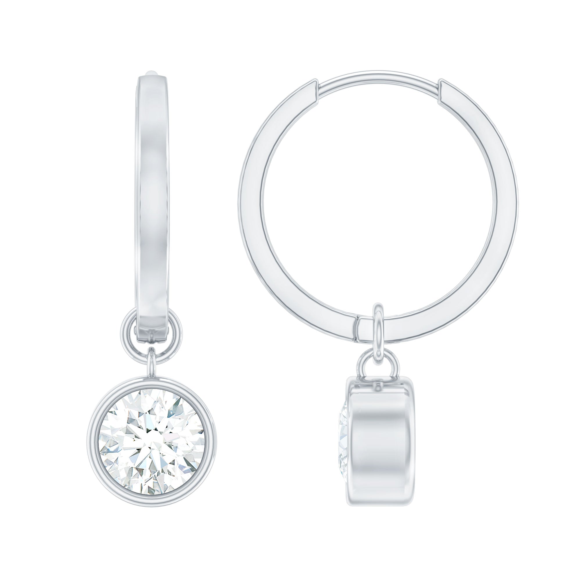 Bezel Set Lab Grown Diamond Drop Earrings for Women