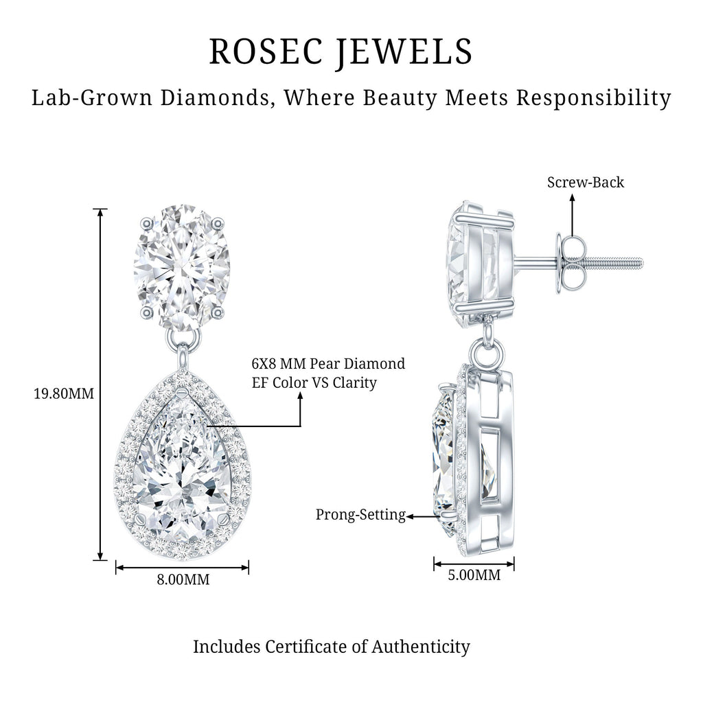 Dangling Lab Grown Diamond Bridal Earrings