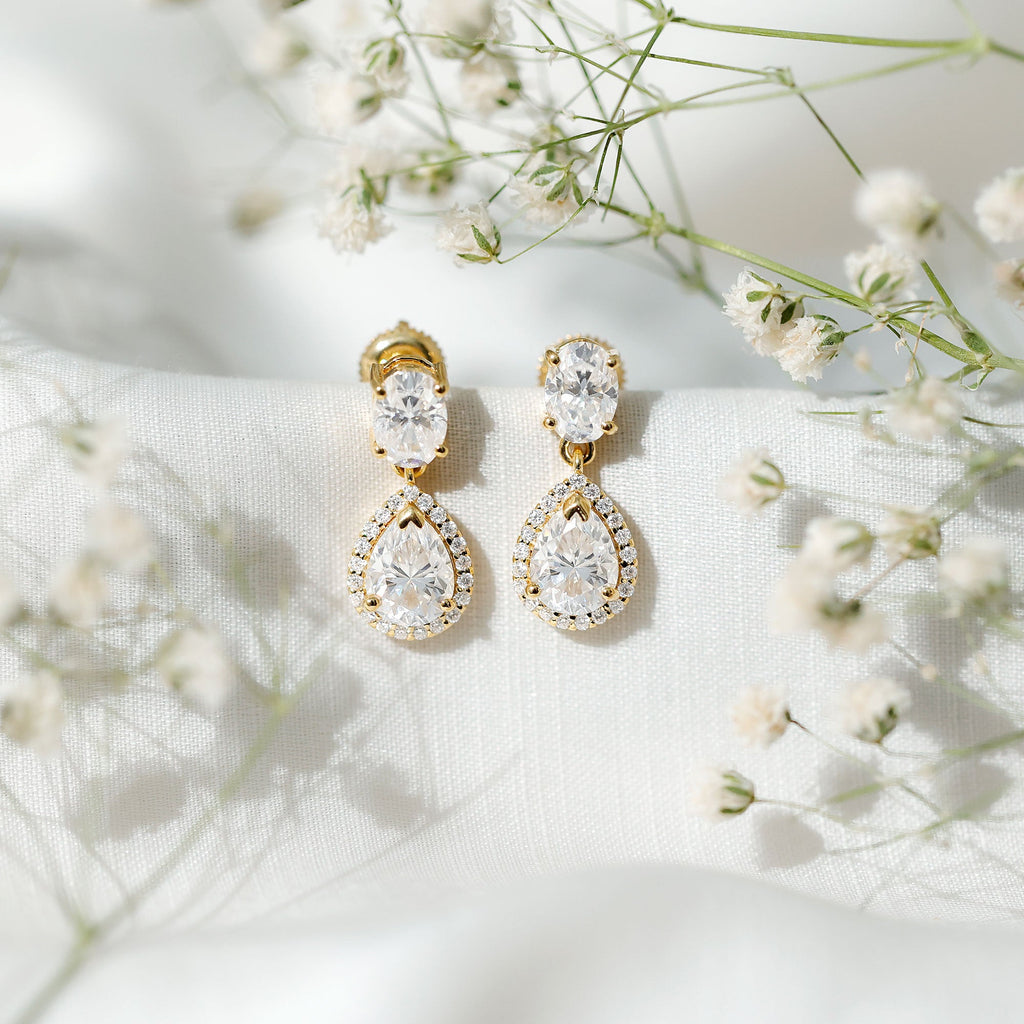 Dangling Lab Grown Diamond Bridal Earrings