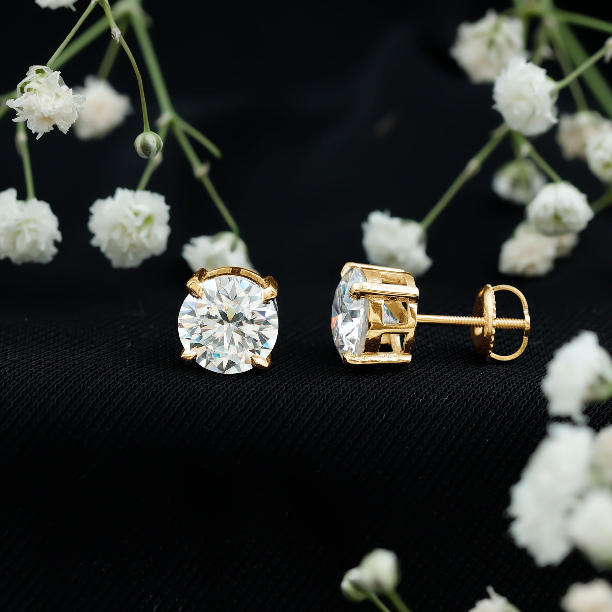 Prong Set Lab Created Diamond Solitaire Stud Earrings